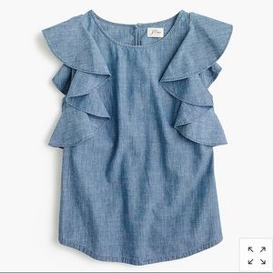 J. Crew ruffle top in chambray